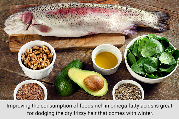 eating foods rich in omega fatty acids can help prevent hair dryness in winter
