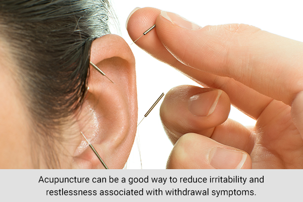getting acupuncture done by a professional can help with withdrawl symptoms