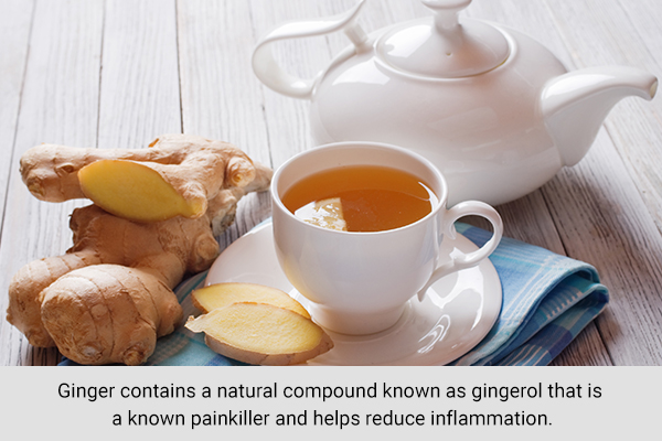 try drinking ginger tea to help reduce leg pain and inflammation