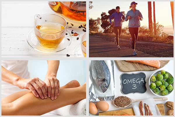 drink green tea, exercising, massage, and boosting omega 3 intake can boost blood circulation