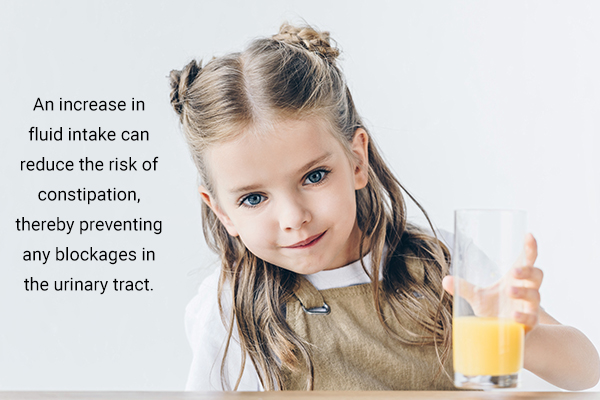 increasing your child's fluid intake can reduce risk of UTI in children