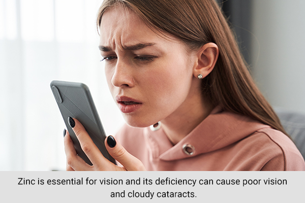 poor vision and other eye problems can be indicative of zinc deficiency