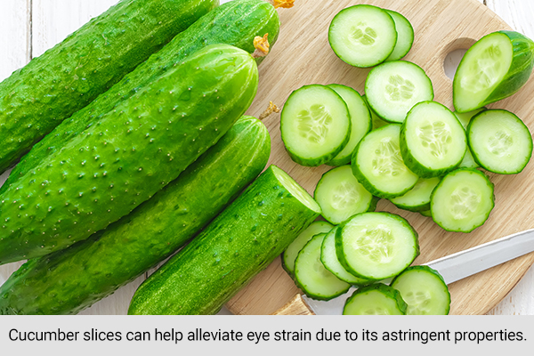 rubbing cucumber slices over your eyelids can help reduce eye strain