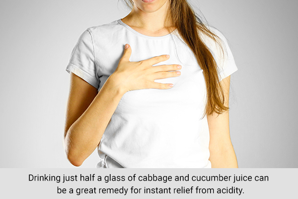 drinking cabbage and cucumber juice can help relieve heartburn and acidity
