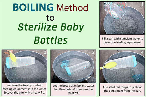 the boiling method to sterilize baby bottles