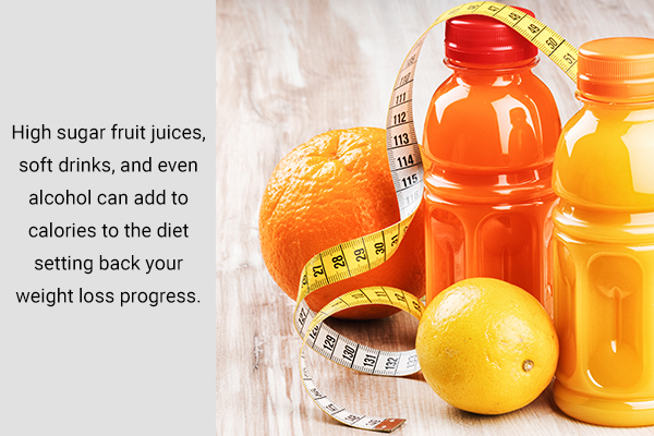 high sugar fruit juices, soft drinks, and alcohol can set you back from weight loss journey