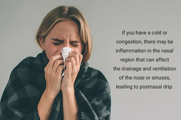 if you are having a common cold it could lead to postnasal drip