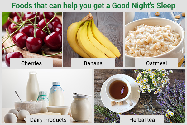 certain foods like cherries, bananas, oatmeal, etc. can induce sound sleep