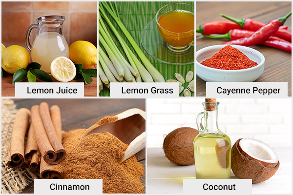 lemon juice, lemongrass, cayenne pepper, cinnamon, and coconut can help relieve oral thrush