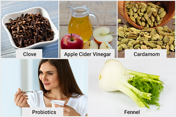 consume clove, vinegar, cardamom, probiotics, etc. to help reduce oral thrush