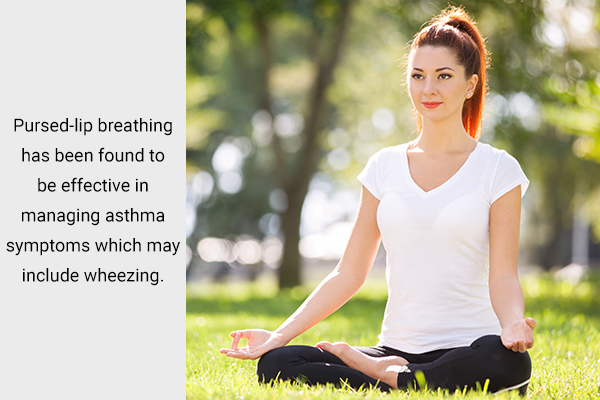 perform breathing exercises to control wheezing symptoms