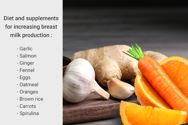 consuming an appropriate diet and supplements can increase breast milk production