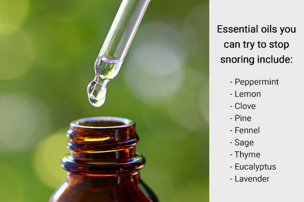 try using some essential oils like peppermint, clove, etc. to reduce snoring