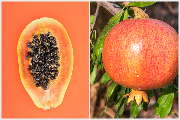 consuming papaya seeds and pomegranate-bark can help get rid of intestinal worms