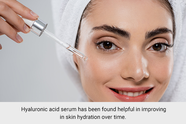 application of hyaluronic acid serum can help improve skin hydration levels