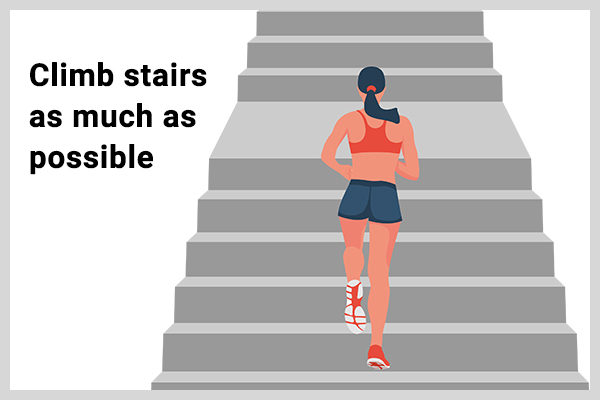 taking the stairs can go a long way in cutting through cellulite