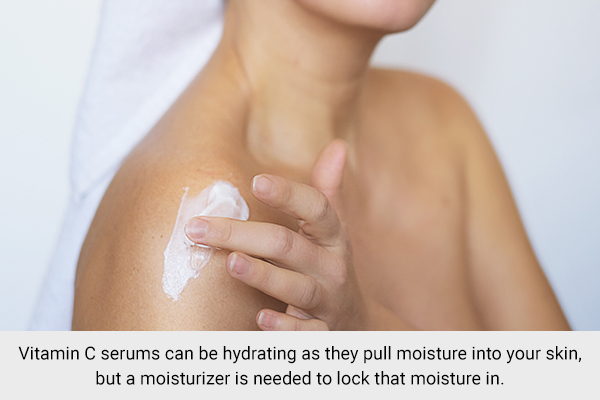 using a moisturizer when applying vitamin C serum can help lock in moisture