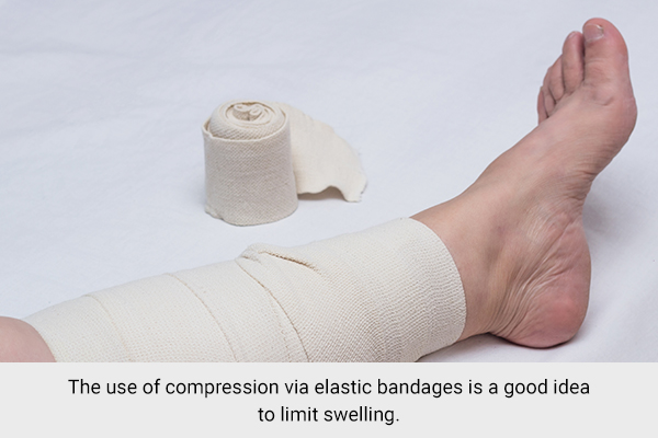 using compression via elastic bandages can help soothe muscle strain