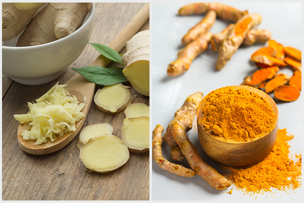 consume ginger and turmeric to help soothe a dry cough