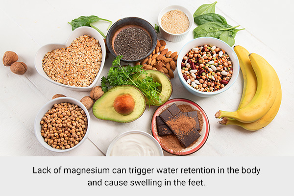 ensure adequate magnesium intake to avoid and manage swollen feet