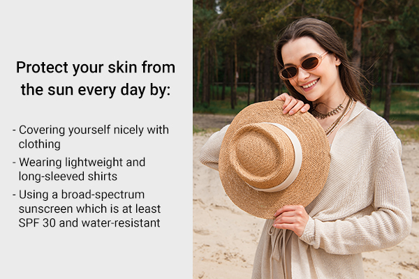 protect your skin from sun exposure to avoid premature skin aging
