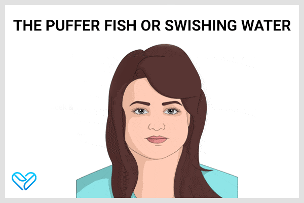 the puffer fish or swishing water can help reduce chubby cheeks