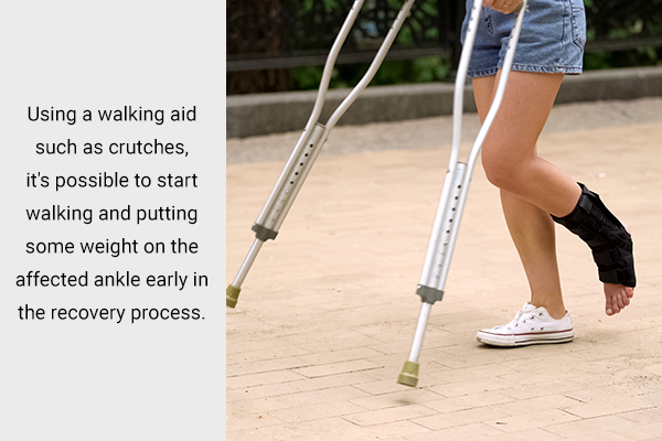 use a weight-bearing or walking aid for faster recovery from ankle sprain