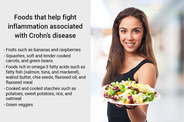add inflammation fighting foods to manage crohn's disease