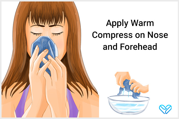 applying warm compress to your nose and forehead can help provide relief from sinus infections