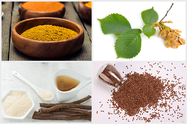 turmeric intake, slippery elm, licorice root, and flaxseeds to help relieve diverticulitis
