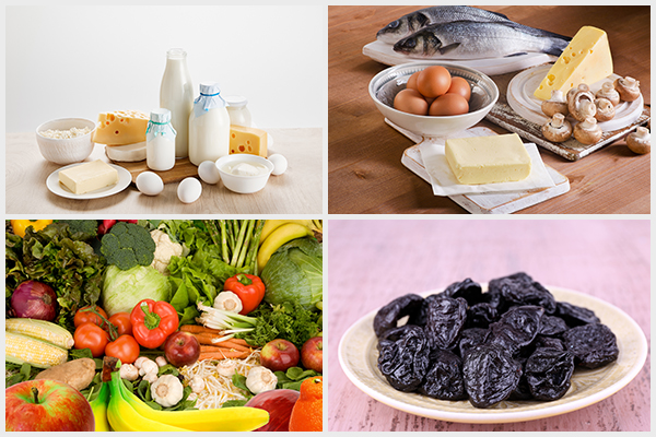 consume calcium-rich foods, vitamin D, fruits and veggies, etc. can help improve osteoporosis