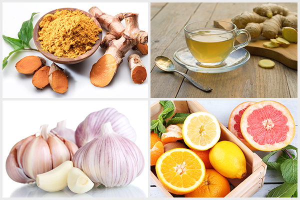 consume turmeric, ginger, garlic, and citrus fruits to boost immunity