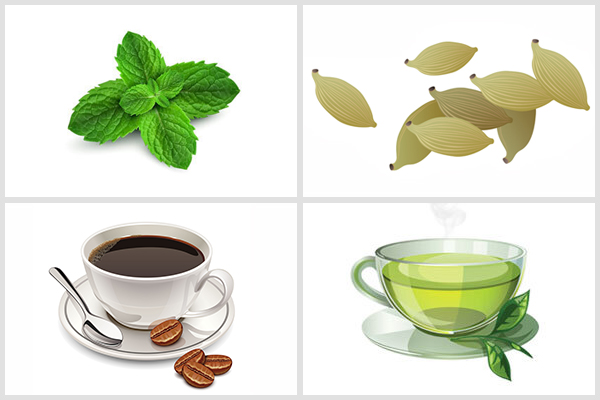 chew mint leaves, cardamom, drink coffee/black tea, etc. to mask alcohol breath