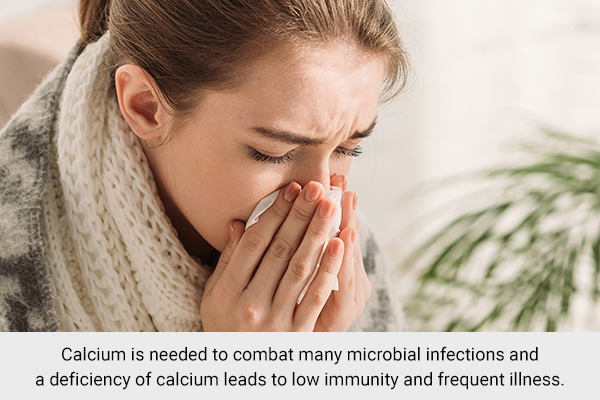 an increased susceptibility to infections can be indicative of calcium deficiency