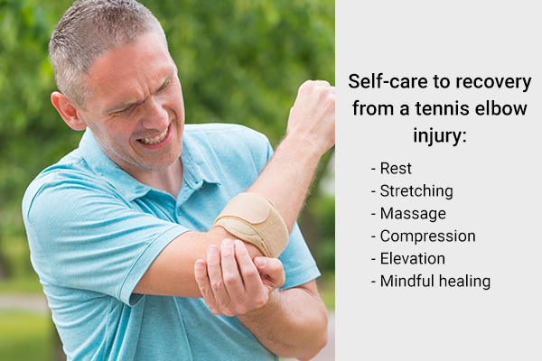 self-care tips to aid in recovery from tennis elbow injury