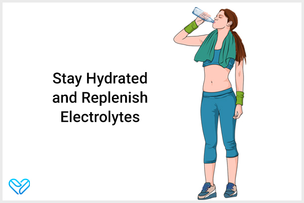 stay hydrated and replenish lost electrolytes to avoid leg cramps