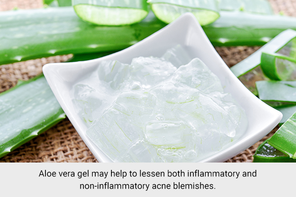 using aloe vera gel on the acne-prone areas can help soothe your skin