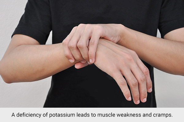 muscle weakness and cramps can also be a sign of potassium deficiency