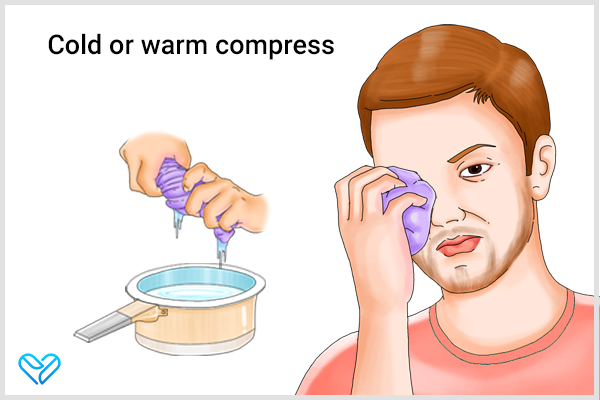 applying a cold or warm compress can help relieve discomfort from eye infections