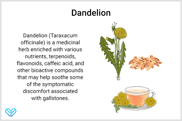 sipping on some dandelion tea can help soothe discomfort associated with gallstones