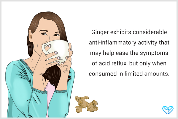 drinking ginger tea can help ease the symptoms of acid reflux