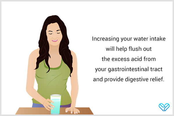 increasing your water intake can help reduce severity of sour stomach