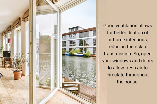 ensure adequate ventilation by opening windows and doors