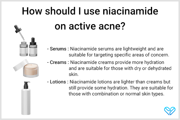 proper way of using niacinamide on active acne