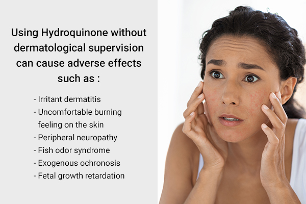 hydroquinone found in skin lightening products can cause adverse side effects