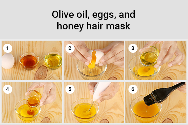 how to prepare and use olive oil, eggs, and honey hair mask