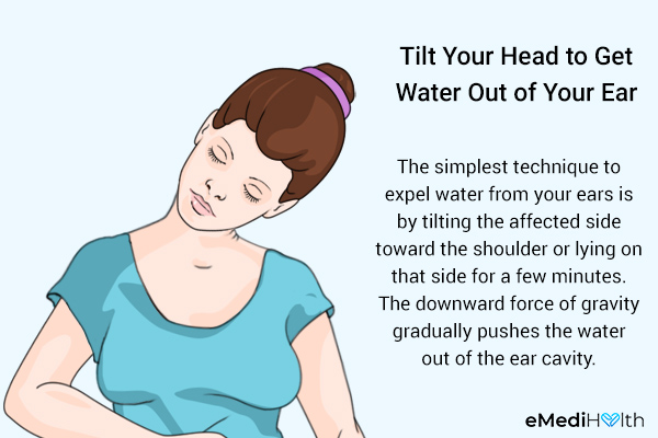 tilting your head is the simplest way to expel water from your ears
