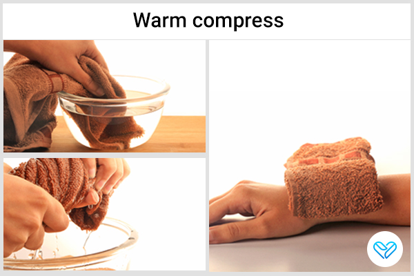 application of warm compresses can help treat ganglion cysts