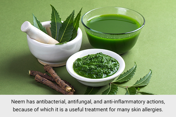 apply neem paste to the affected areas to relieve skin allergies