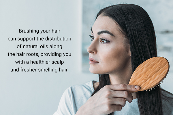 brushing your hair can help reduce smell from your scalp